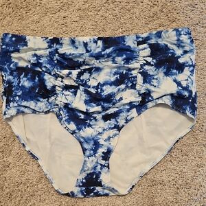 Torrid Tie Dye Blue and White Swim Bottoms - Size 2